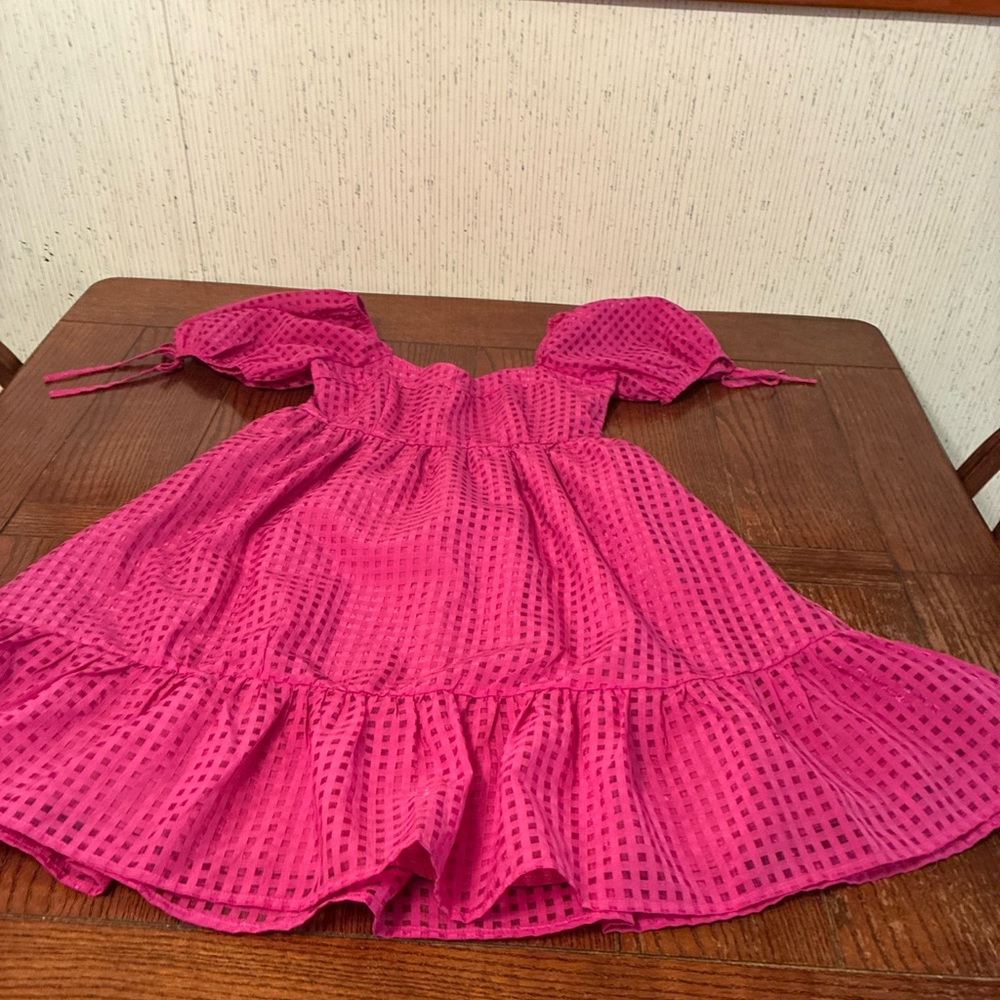 Entro Lorelei Puff Sleeve Mini Dress Women’s S Sweetheart Neck Tiered Babydoll
